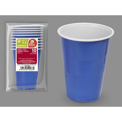 Bolsa 10 Vaso Bicolor Azul-Blanco 450 cc PP