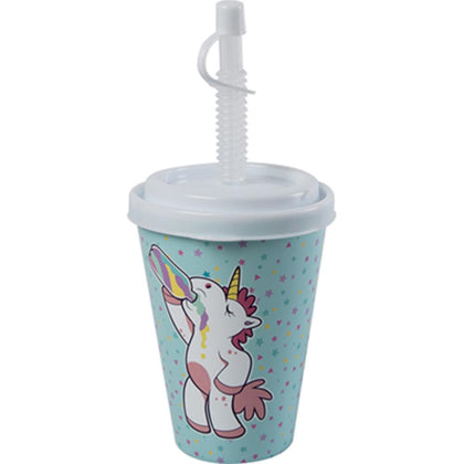 Vaso Hawai IML Flamingo con Tapa y Caña 0,43 L