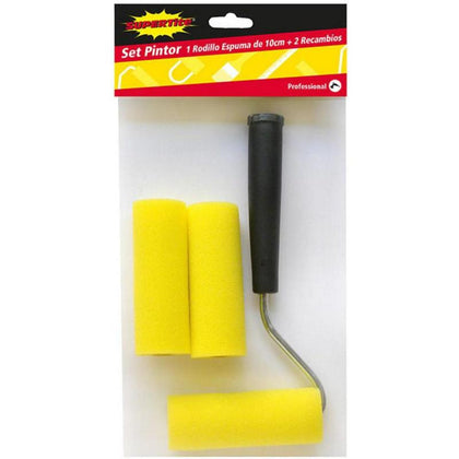 Set Pintor Rodillo de Espuma de 10 cm + 2 Recambios