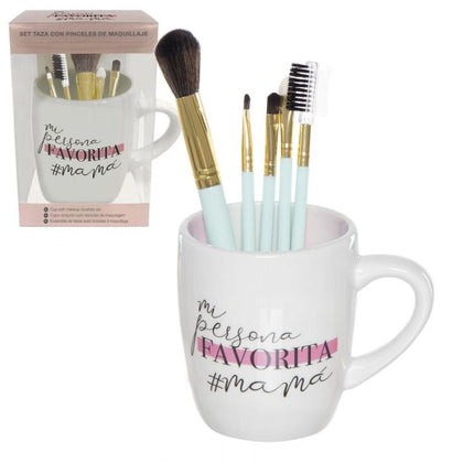 Set Regalo Taza Con Pinceles Maquillaje Mama