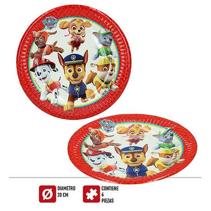 Pack 6 Platos Papel 20cm Patrulla Canina