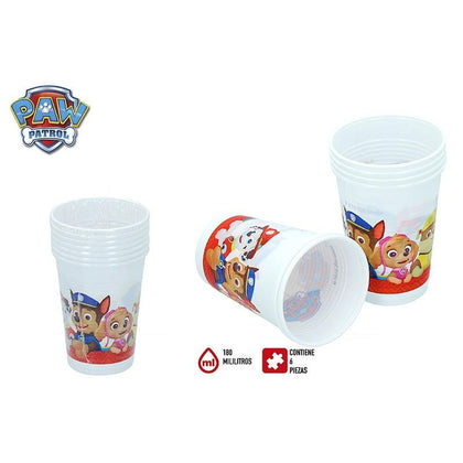 Pack 6 Vasos Plástico 180ml Patrulla Canina