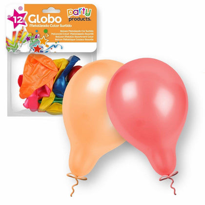 Bolsa 12 Globo Metalizado Color Surtido 23 cm