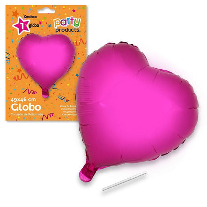 Globo Poliamida Corazón 49x46 cm con Tubito para Inflar 15 cm Varios Colores