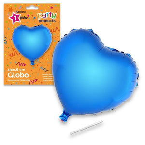 Globo Poliamida Corazón 49x46 cm con Tubito para Inflar 15 cm Varios Colores