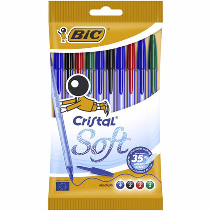 Pack de 10 Bolígrafos Cristal Soft Bic