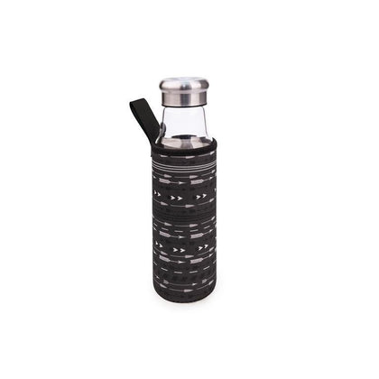 Botella Vidrio 550 ml + Funda Boho Negra