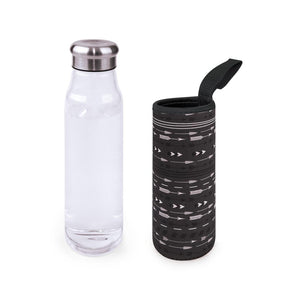 Botella Vidrio 550 ml + Funda Boho Negra