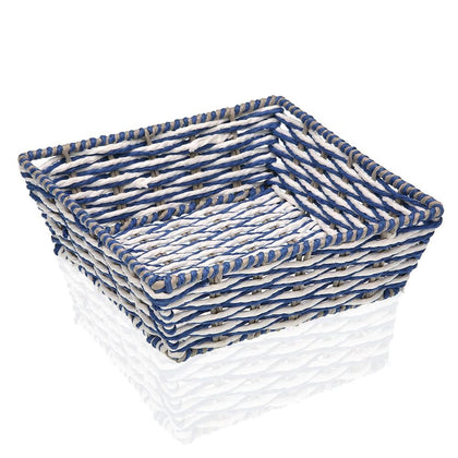 Cesta Decorativa Plástico 23x8x23cm Azul