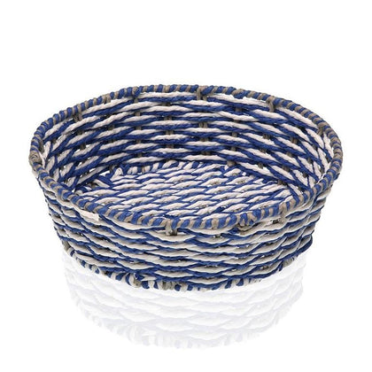 Cesta Decorativa Plástico Redonda 25cm Azul