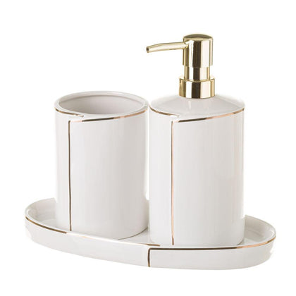 Set de Baño Gold Cerámica Blanca