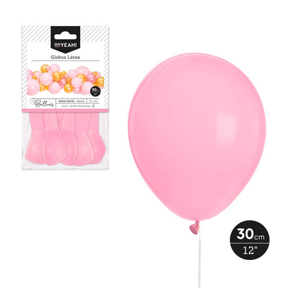 Globo Rosa Pastel 30cm Látex 10 Uds