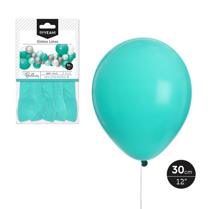 Globo Mint 30cm Látex 10 Uds