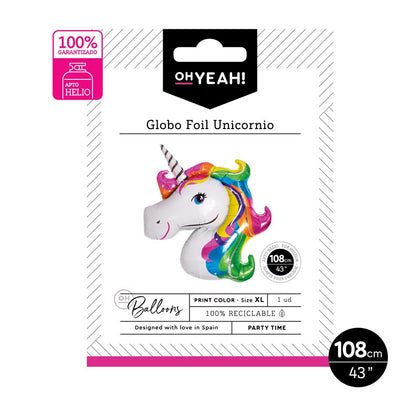 Globo Poliamida Unicornio Multicolor 108cm 43"