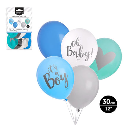 Set Globos Decorado It´s a Boy 30cm Látex 8 Uds