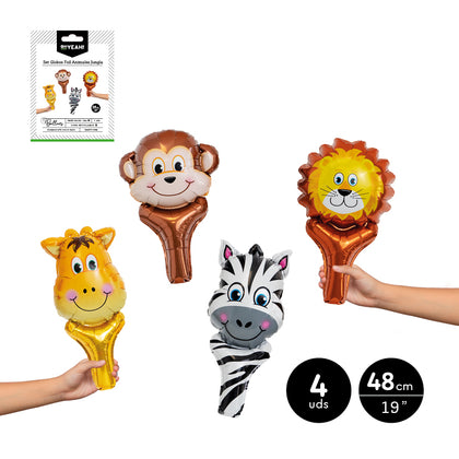 Set Globos Poliamida Animales Jungle 4Uds