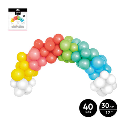 Arco 1,5m de Globos Arcoiris 40Uds