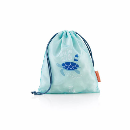 Bolsa Pequeña Reciclada con Cierre Cordon Save the Ocean Miquelrius Azul